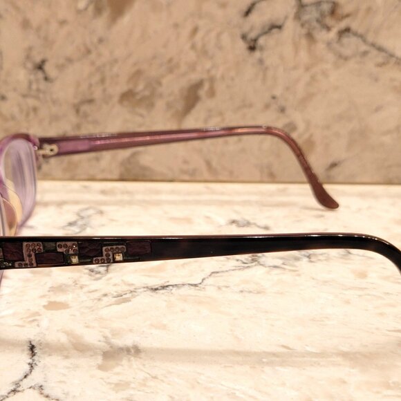JUDITH LEIBER EYEGLASSES FRAMES JL1040 PURPLE AND BROWN TORTOISE JEWELED WOMEN'S - Picture 5 of 15
